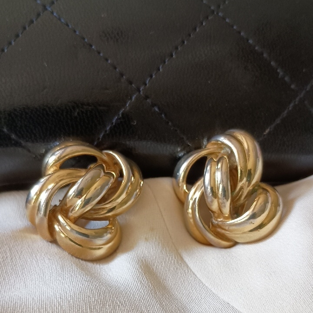 Signed GIVENCHY Paris New York Gold Knot Earrings Timeless Design